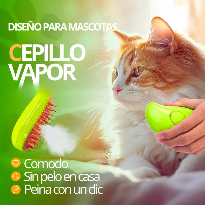 PetSpa SteamPro - Cepillo a Vapor de Agua para Mascotas | Limpia, Desenreda y Suaviza el Pelaje